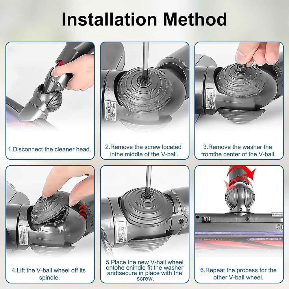 Akcesoria do kół V-Ball do odkurzacza Dyson V6 V7 V8 V10 V12 DC58 DC59 DC62 35W 50W Koła głowicy czyszczącej z napędem bezpośrednim