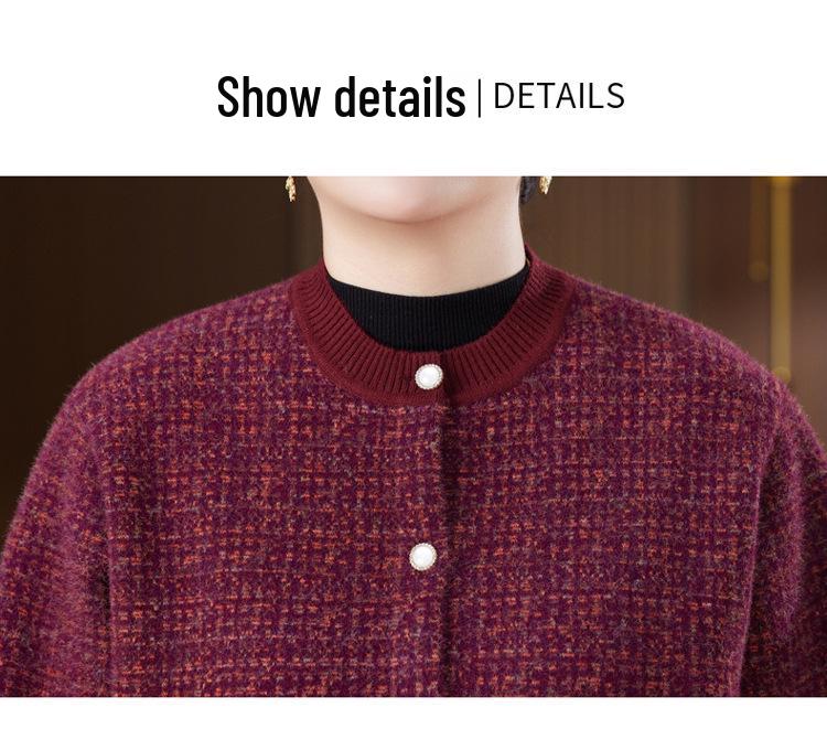 Grandma's Autumn Knitwear: Plus-Size Velvet Thick Cardigan for 70-80 Year Olds - Perfect for Fall & Winter.