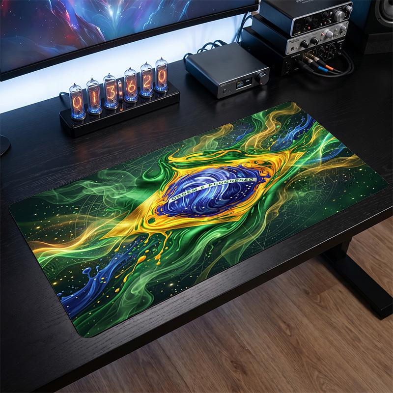 Mouse Pad Escudo da Seleção Brasileira de Futebol, Tapete de Mesa Estendido de Borracha Antiderrapante para Gaming, Escritório, Laptop, Presente para Fã
