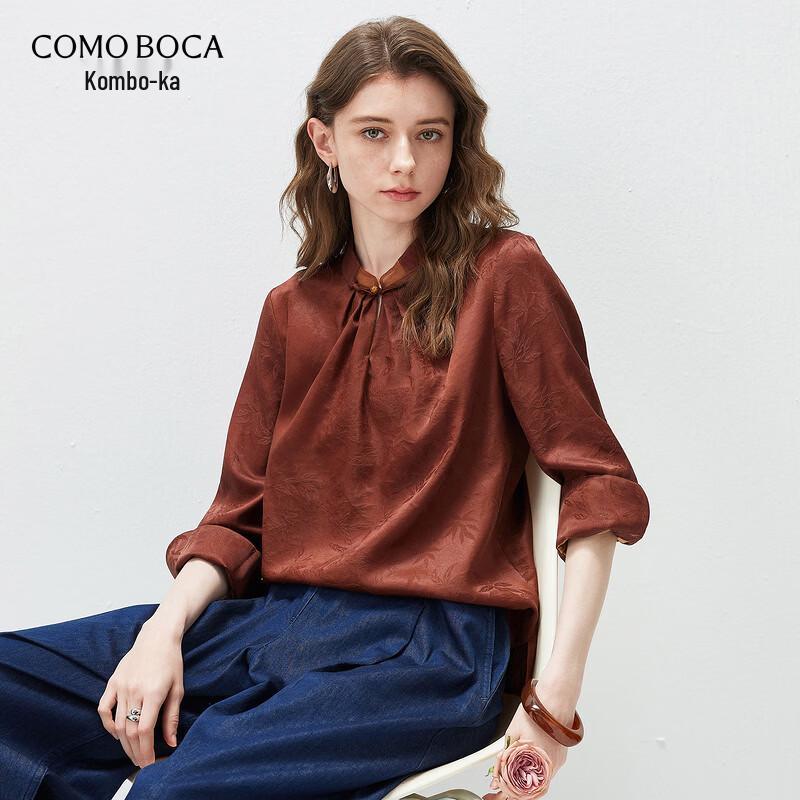 Women s Mulberry Silk Chinese Jacquard Long-Sleeve Top L