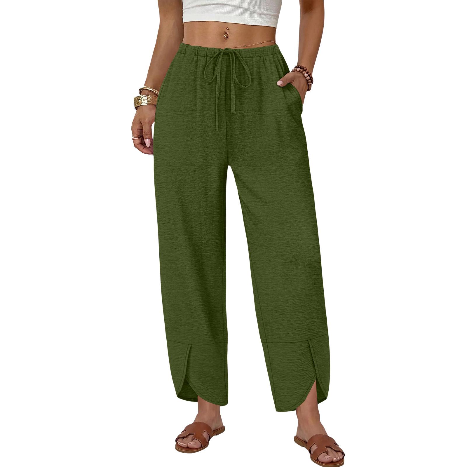 

Womens Palazzo Pants Summer Casual Flowy Wide Leg Trousers Beach Travel Vacation Outfits XL