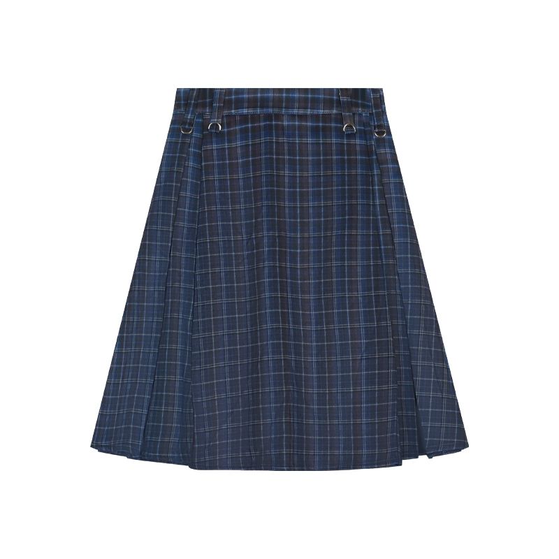 

Kumikumi Vintage Plaid Early Autumn A- line Skirt Blue L