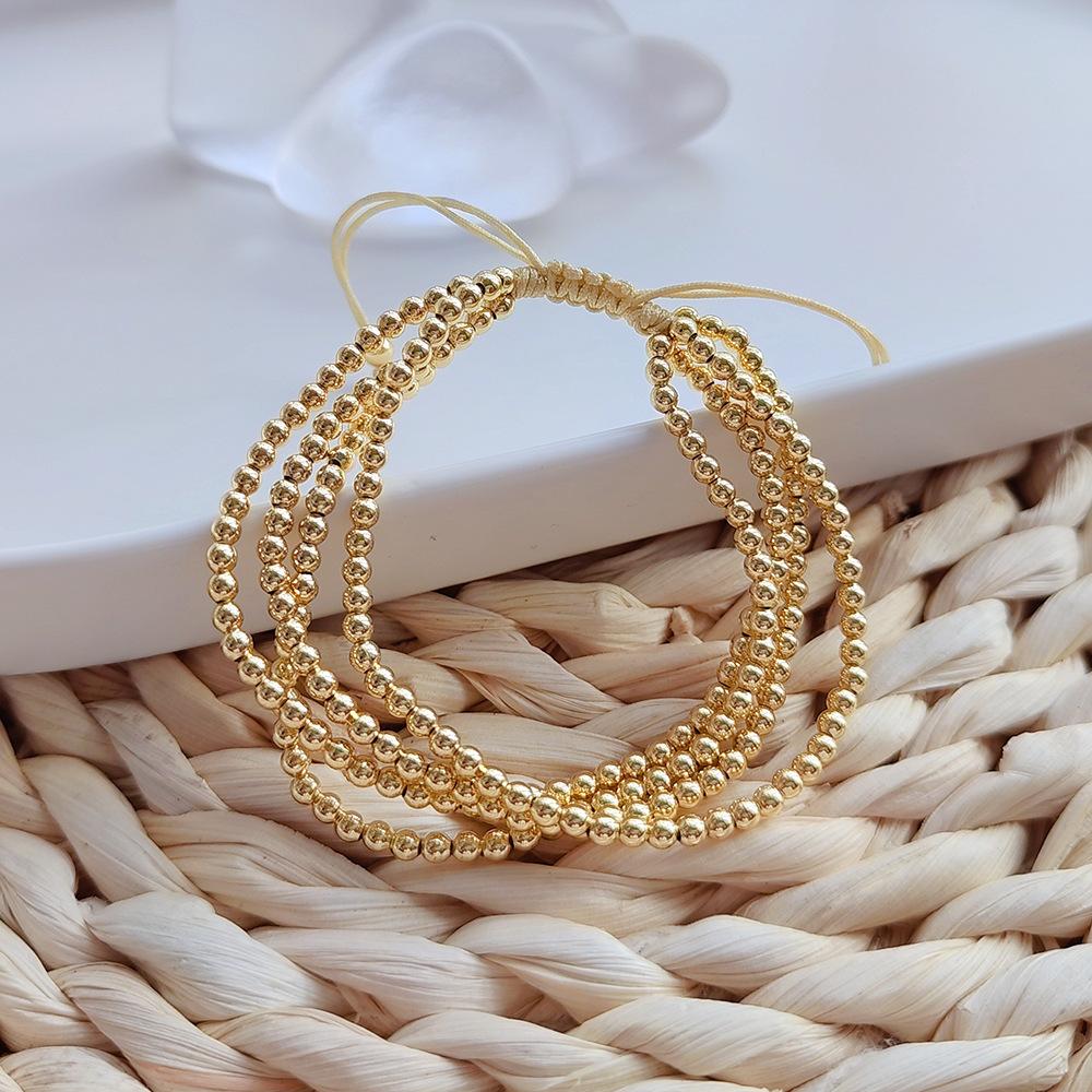 Vintage Copper Metal Multilayer Beaded Bracelet For Women Fashion Boho Chunky Gold Plated Bracelets Jewelry Gifts 2026 New