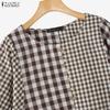 ZANZEA Women Casual Plaid Print Loose Half Sleeve Blouse