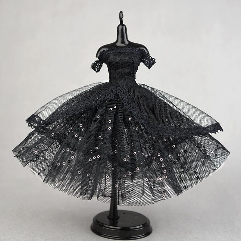 Mini Black Princess Doll Dress Wedding Dress Fluffy Skirt Multilayer Lace Tutu Dotted Doll Dress For Dolls Party Dress Clothes