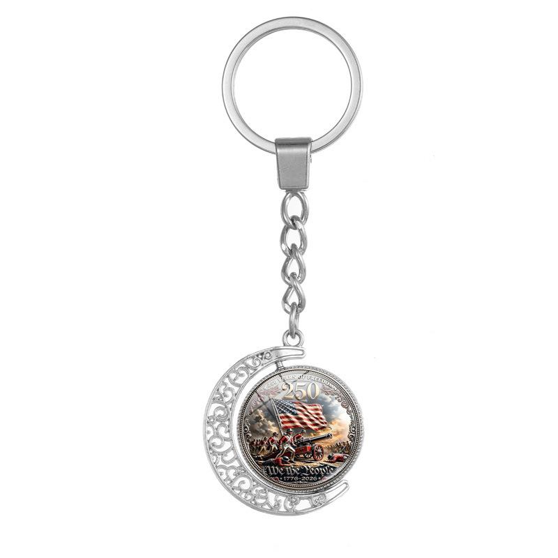 250th Anniversary Alloy Rotating Keychain: Liberty Bell & Flag