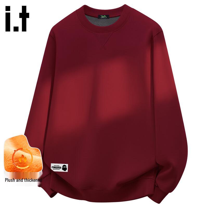 Fingercroxxit Men's Triangle Stitch Fleece-Lined Crew Neck Sweatshirt