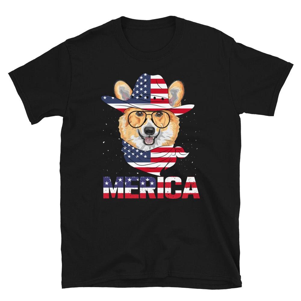 Southern Cowboy Dog July 4th of July USA US Flag T-Shirt XS