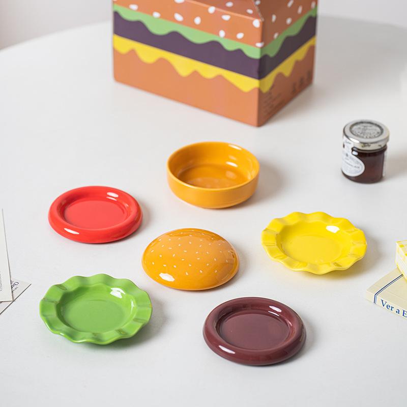Naczynie na hamburgera Naczynie przyprawowe Sześcioelementowy zestaw Naczynie do maczania Urocza zastawa stołowa Ceramiczne podszkliwne kolorowe Naczynie na sos sojowy Gospodarstwo domowe Dodatek