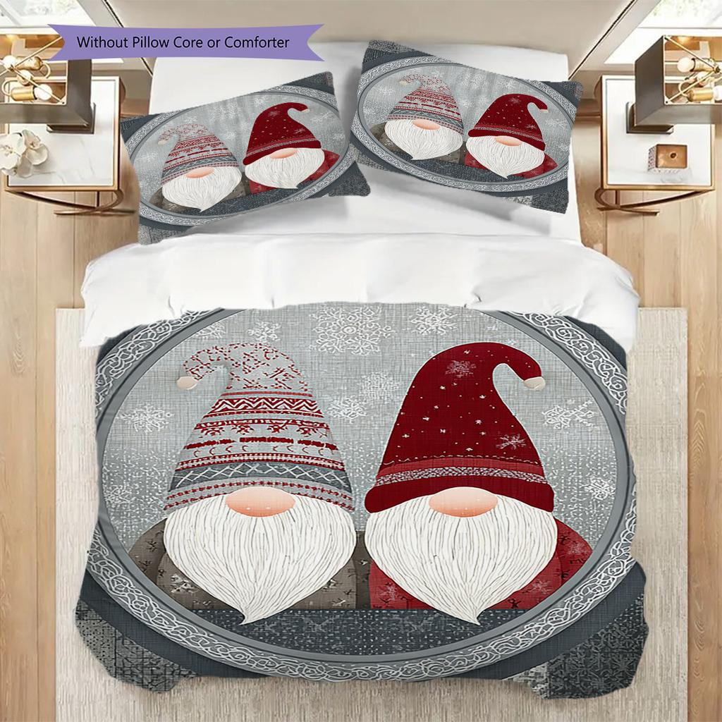 Dwarf Pattern Bedding Quilt Set Quilt Cover Pillowcase Home Decoration Birthday Gift (1 * duvet cover + 2 * pillowcase, without core)