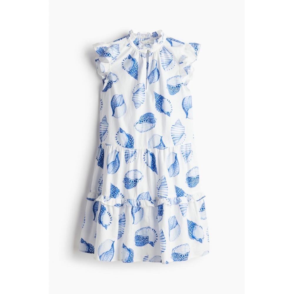 

Платье с рюшами HM Белое из ракушки