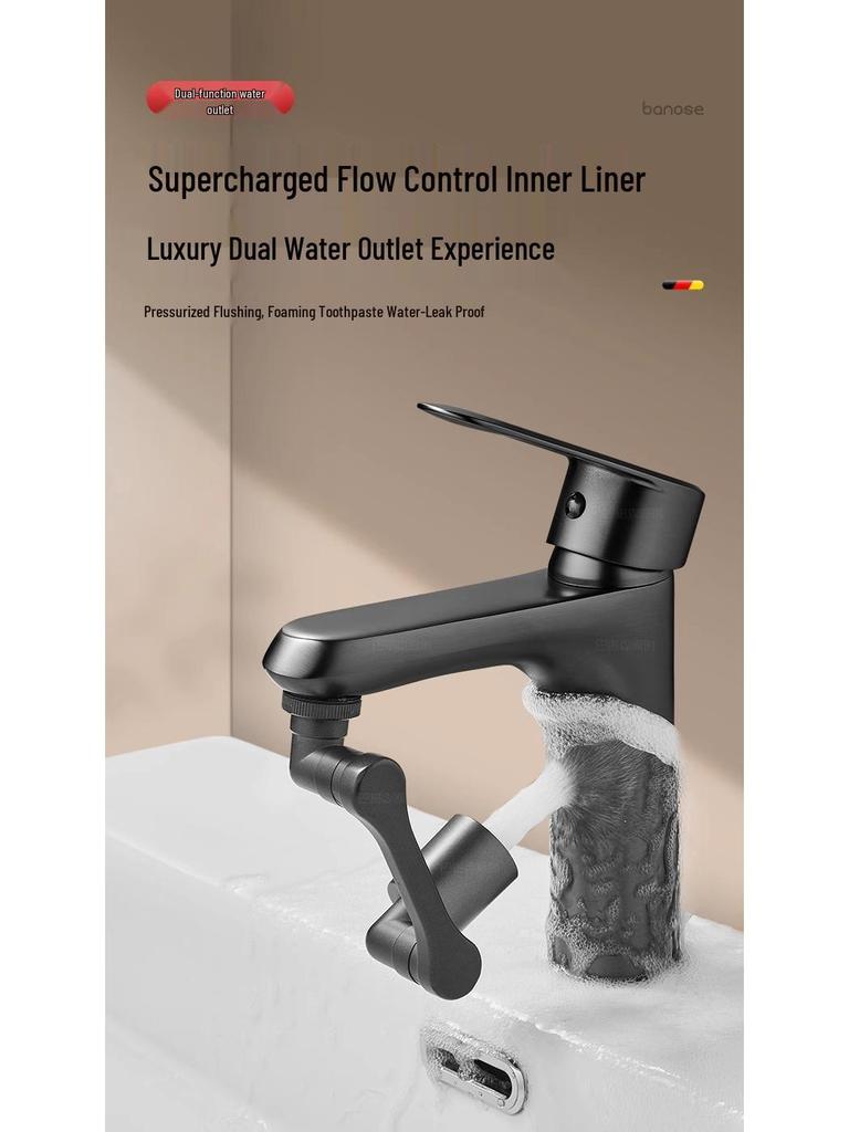 All-Copper Universal Rotating Faucet for Washbasins and Kitchens