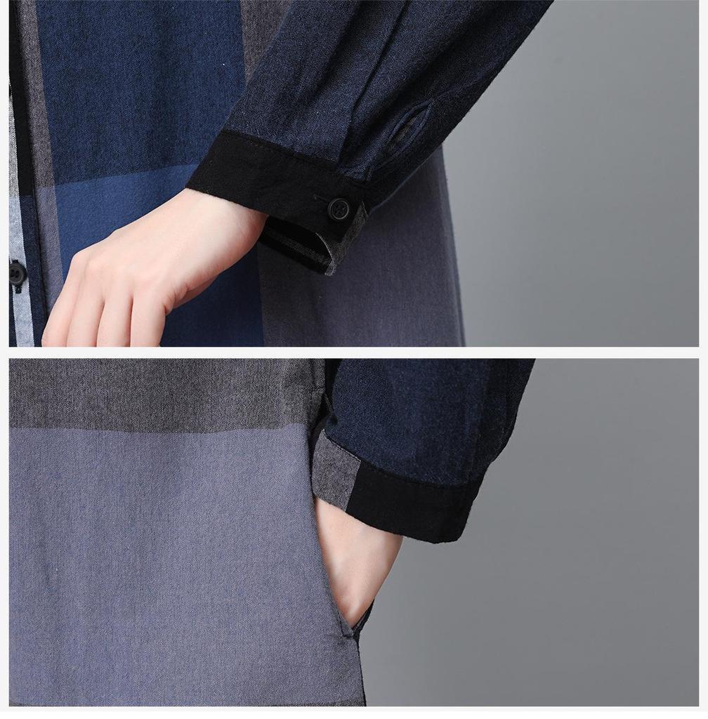 2024 Autumn Women's Plaid Mid-Length Loose Casual Dress