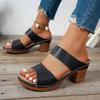 Women's Summer Wedge Open-Toe Slide Sandals, Breathable High-Heel Versatile Casual Footwear, Available In Large Sizes.
