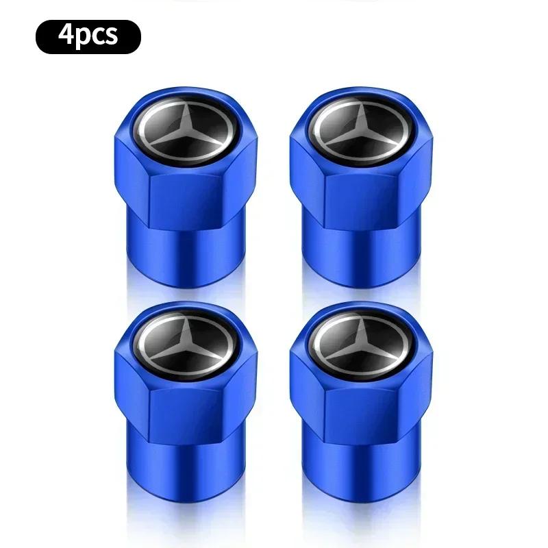 CSC1 4Pcs Metal Car Wheel Tire Air Valve Caps Stem Covers For Mercedes Benz B/C/E/S Class A Class C200L GLC GLE CLA Car accessories