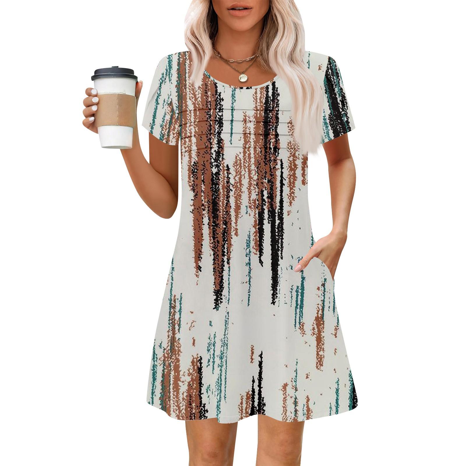 

Женские летние повседневные лепестковые узкие полосатые плиссированные однотонные платья XXL