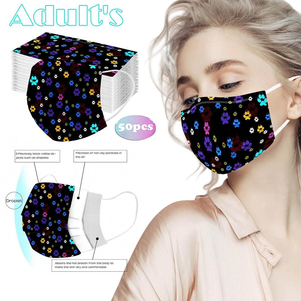 Adult  Women Man  Disposable Face Mask Industrial 3Ply Ear Loop 50PC Mask