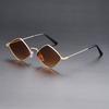 European & American Retro Diamond-Shaped Metal Sunglasses - Trendy Irregular Design for Men & Women