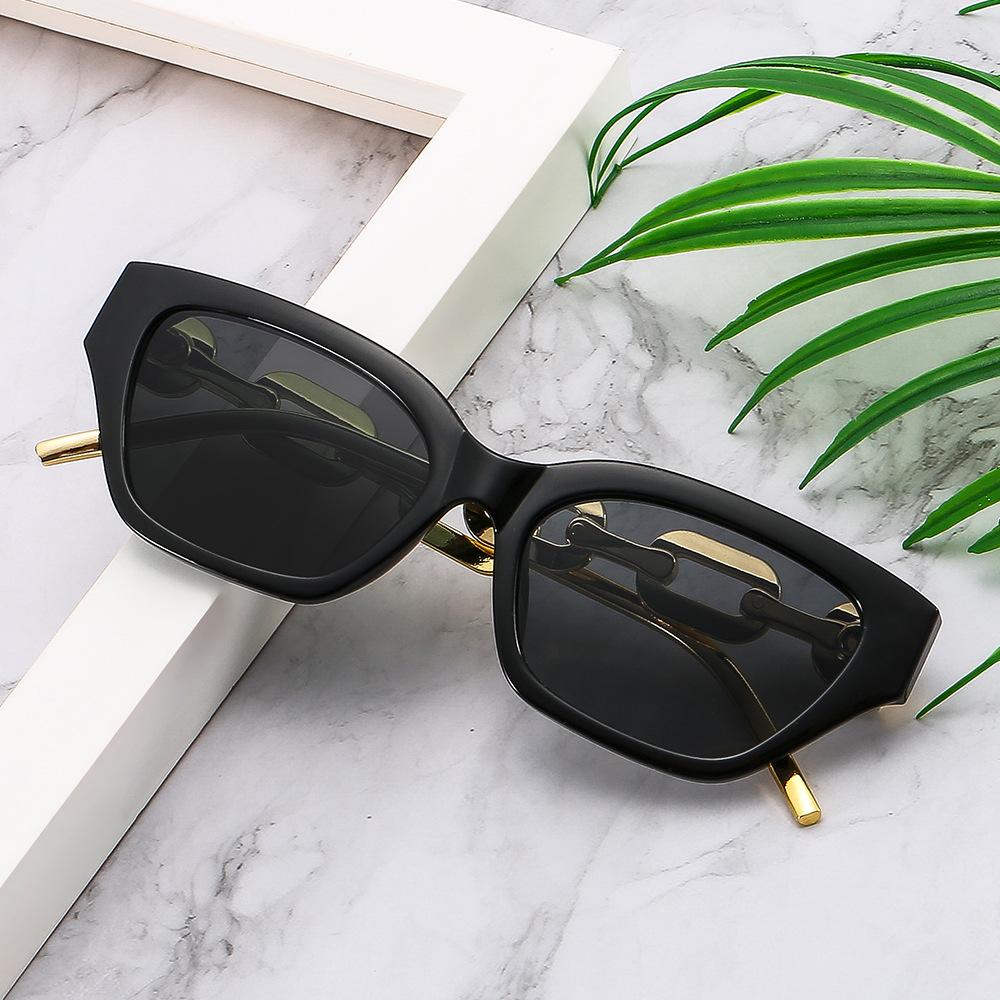 Retro Small Frame Cat Eye Chain Sunglasses for Women Fashion Outdoor Street Shoot Model Glasses