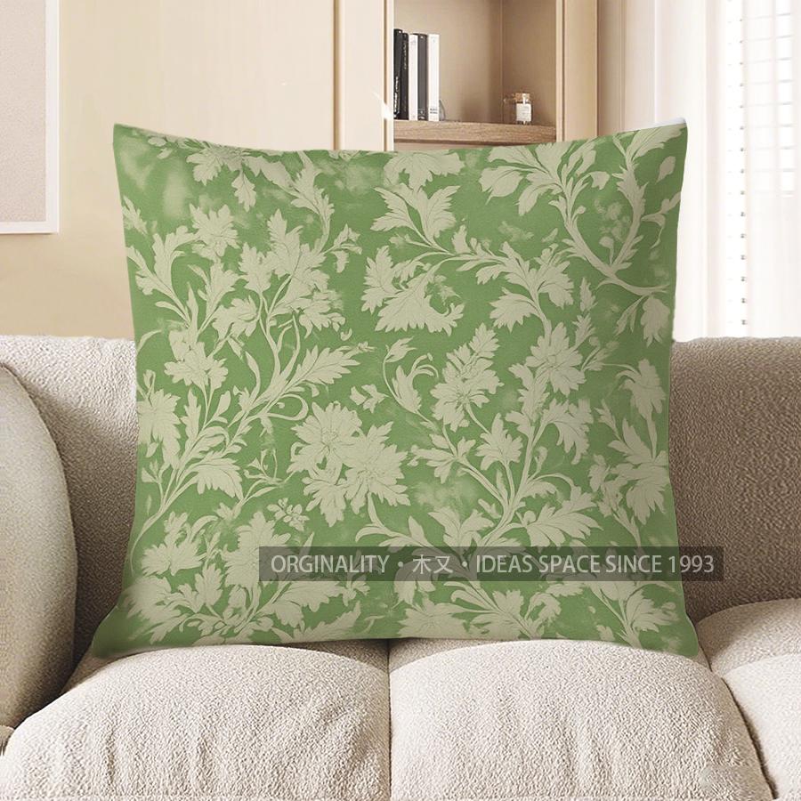

Home Decor Green Leafy Branch Pattern Throw Pillow Cover Pattern Cushion Cover Suitable for Sofa Bedroom Car Pillow Cover 40x40cm