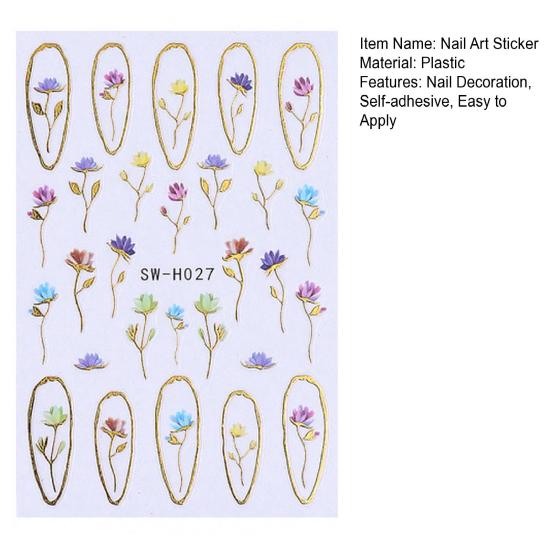 Floral Nail Art Stickers Self-adhesive Spring Summer Flower Pattern Women Manicure Decoration Decals Home Salon DIY Nail Supplies