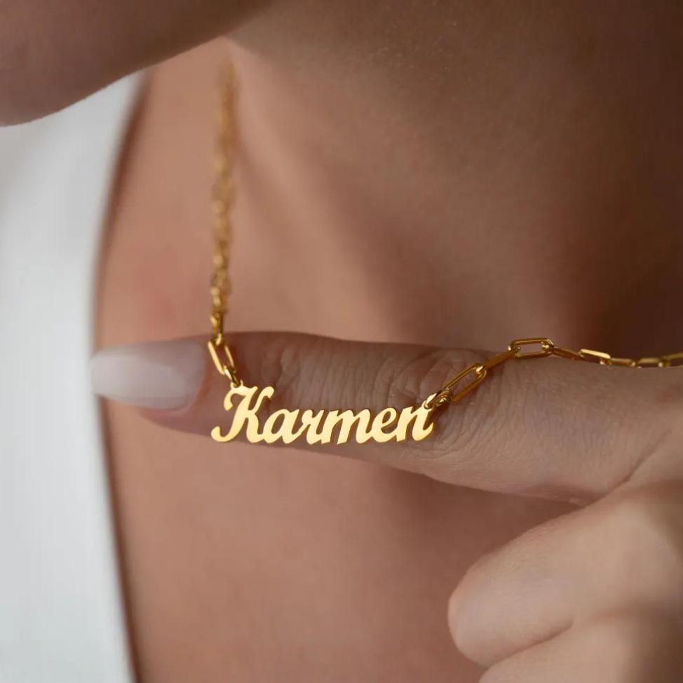 European Style Personalized Letter Necklace - Stainless Steel Jewelry Holiday Gift Stainless Steel золотой