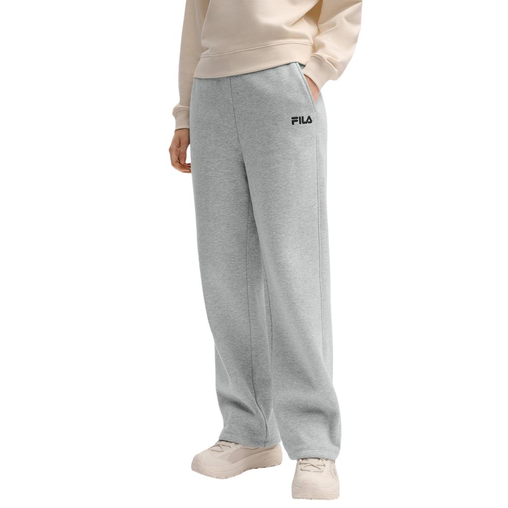 FILA Original Drawstring Womens Fleece Pants Fashion Simple Warm Loose Straight Casual Pants Women pants Cartier-Flower-Gray F51W549602FMG
