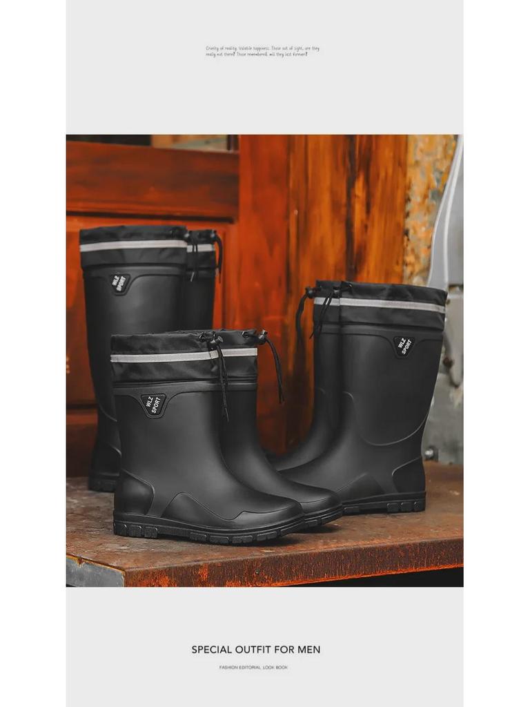 Bottes de Pluie en Caoutchouc Imperméables et Antidérapantes pour Hommes, Style Coréen Tendance, Pêche et Extérieur