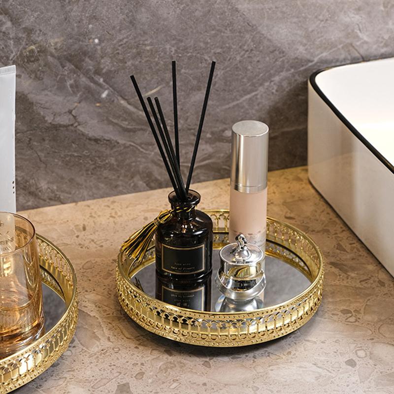 1PC Oglindă Ins Style Metal Decorat Home\t Organizator Scandinav Bijuterii Tavă Depozitare Desktop Lumină Lux