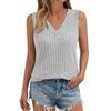 New Sleeveless Knitted Large-V-neck Solid-color Striped Pull-top Vest