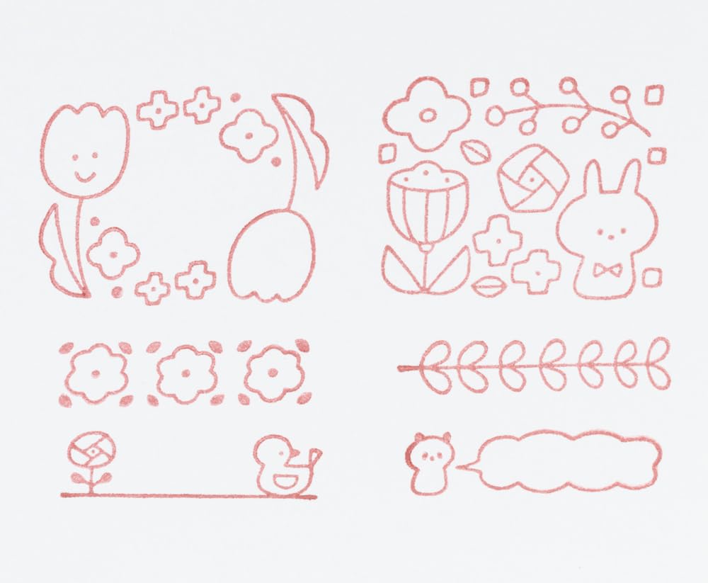 Mizutama Marks Wooden Stamp Set, Flower, MZT-STM2-A