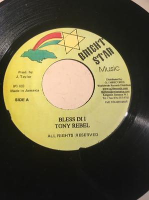 7inch Record TONY REBEL - Bless Di I NONE Bright Star Mus Jamaica Reggae, Ska & Dub Used