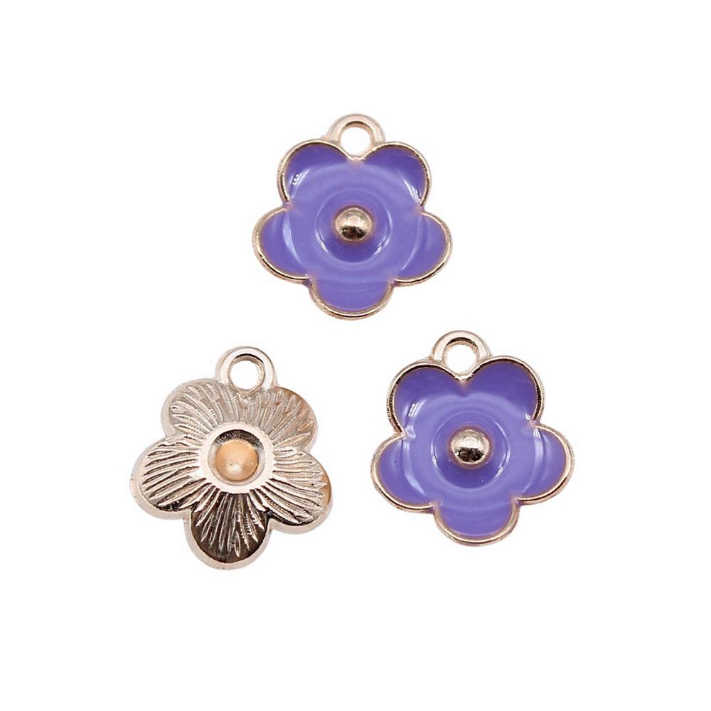 Enamel Charms Multi Color Flower Pendants For Floral Themed Jewelry