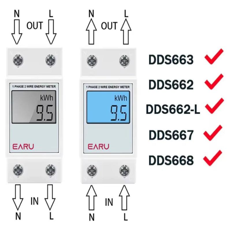 

Ac 220V 60A 50Hz Lcd Digital Display Single Phase Electric Energy Meter Kwh Ac Digital Watt-Hour Meter Test Meters Din Rail