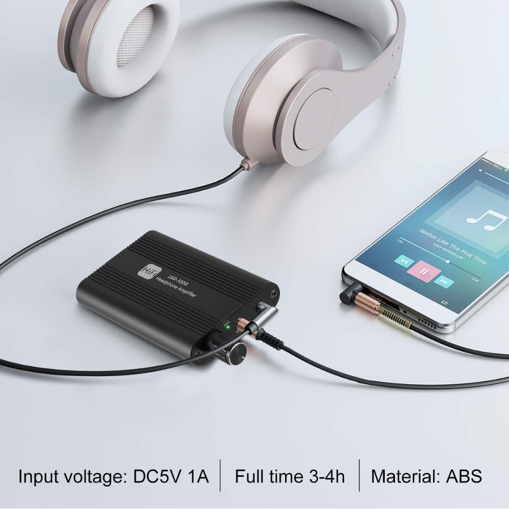 Portable HiFi Headphone Amplifier Amp 3.5mm Headset Amplifier Two-Stage GAIN