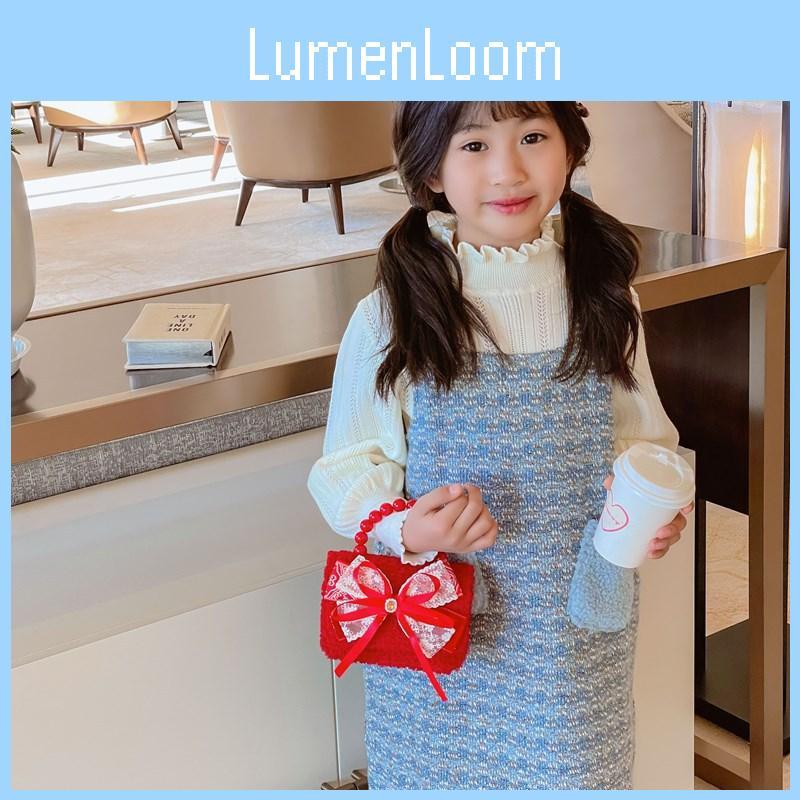 Red Girls Enchanting Shoulder Bag With Chic Bow And Tassel Accents Kids For