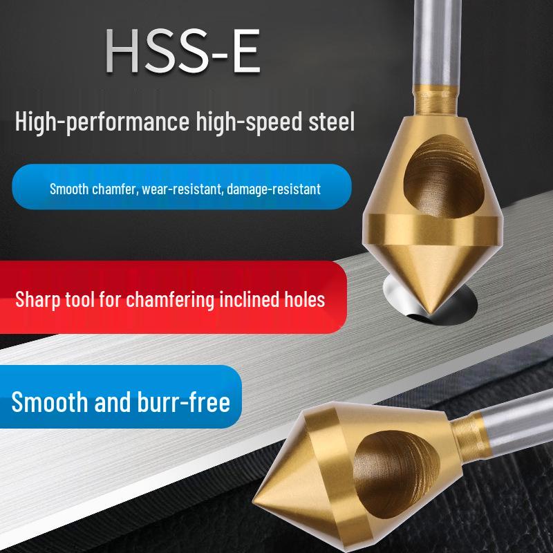90° Straight Shank Oblique Hole Chamfering Tool with Titanium Cobalt-Plated Stainless Steel Drill Bit for Aluminum Alloy Deburring.