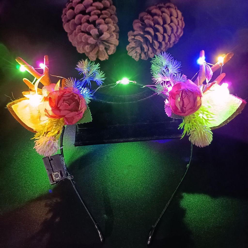 Glowing Reindeer Berry Antler Headband for Christmas & Halloween Parties