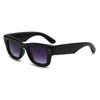 Glossy White Thick Square Dark Grey Lens Double Rivet Retro Sunglasses