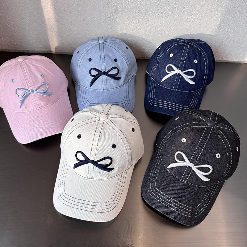 Butterfly Bow Baseball Cap For Women With Wide Brim Sunshade And Breathable Cotton For Summer Style