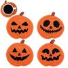 4/8 Creative Pumpkin Emoticon Coasters Heat-Resistant Drink Insulation Mats Scald-Proof Non-Slip Handwoven Coasters