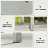 Rectangle Garden Table with Parasol Hole, Outdoor Dining Table for 6, Patio Table for Balcony, 150cm x 90cm, Light Grey