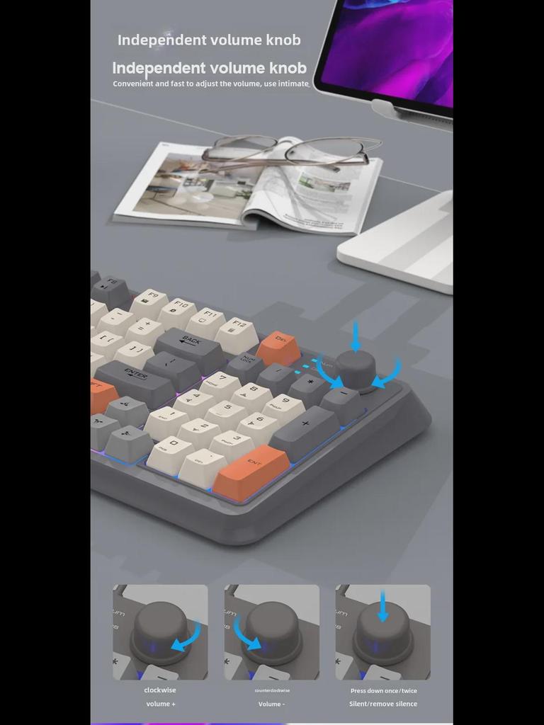 Xuan Yinhu K94 Dual-Mode Wireless Bluetooth Mechanical Rainbow Gaming Keyboard