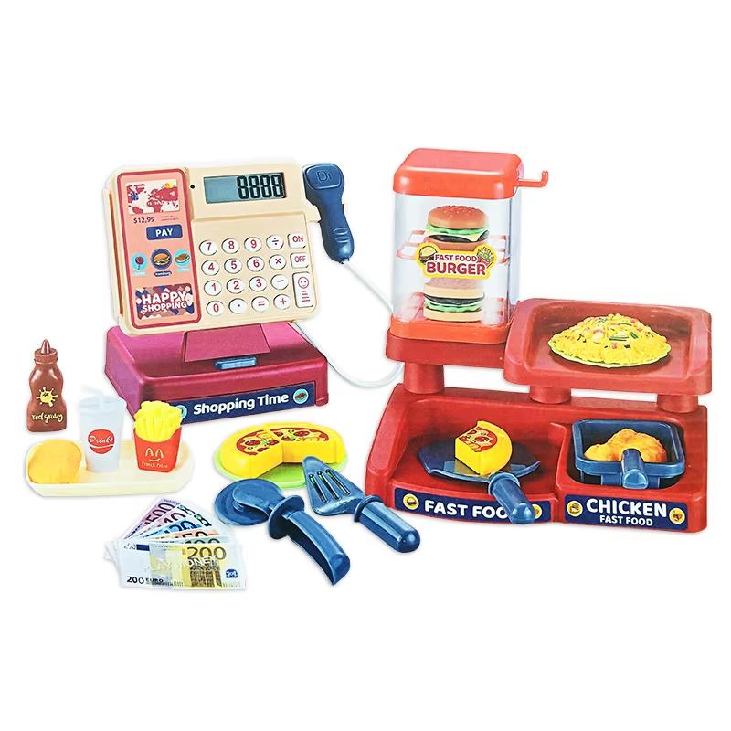 Scanning Cash Register Bills Coins Children'S Food Simulation Supermarket Play House Game With Sound Lights Kids Toys Xmas Gifts