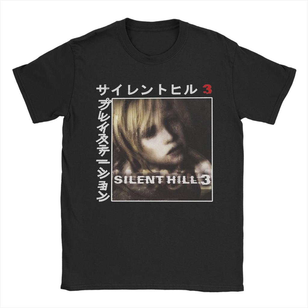 Vintage Silent Hill Pánská trička s kulatým výstřihem 100% bavlněná trička Hororový filmová hra Trička s krátkým rukávem Potištěné oblečení