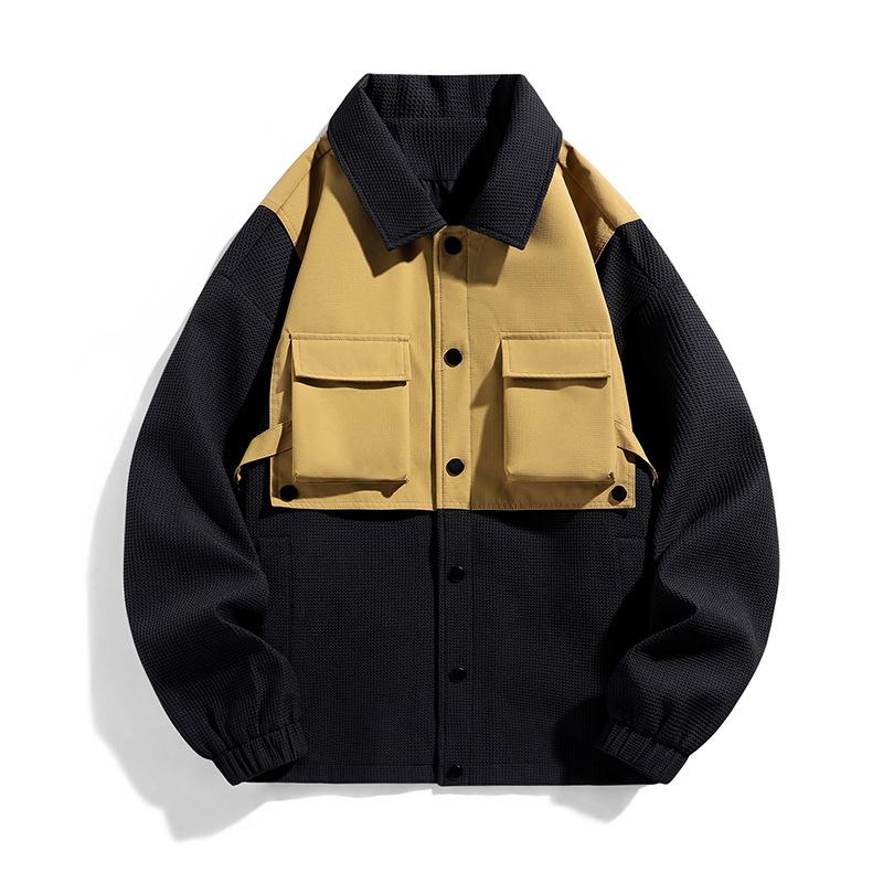 

Новая повседневная спортивная куртка на молнии, свободного кроя, со стойкой, на молнии, с контрастной строчкой, молодежная куртка в корейском стиле, черная 3XL