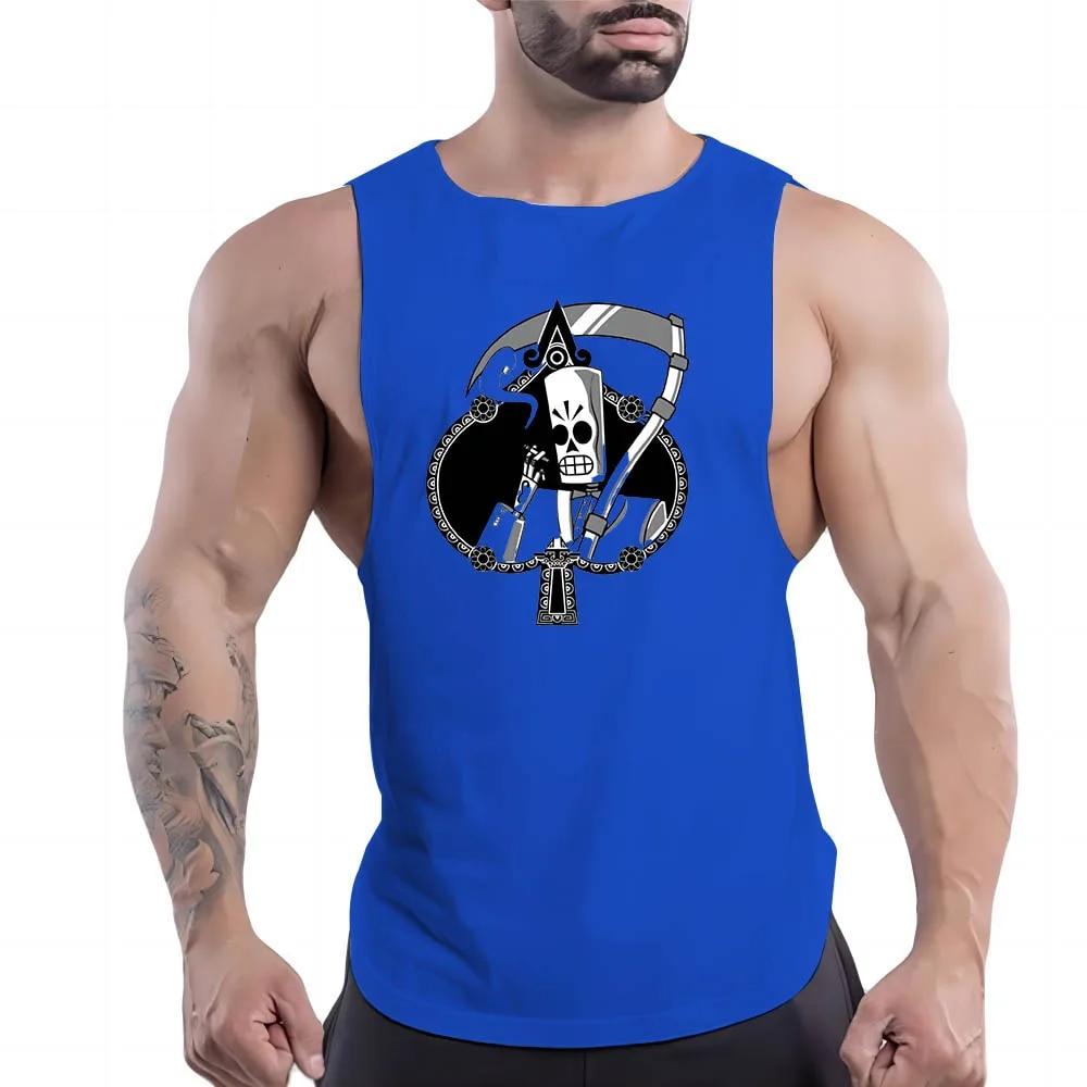 Sommer Erwachsene Männer Sport Fitness Outdoor Rundhals Weste Spades A Muster 2D Gedruckt Atmungsaktives Bequemes Ärmelloses Hemd