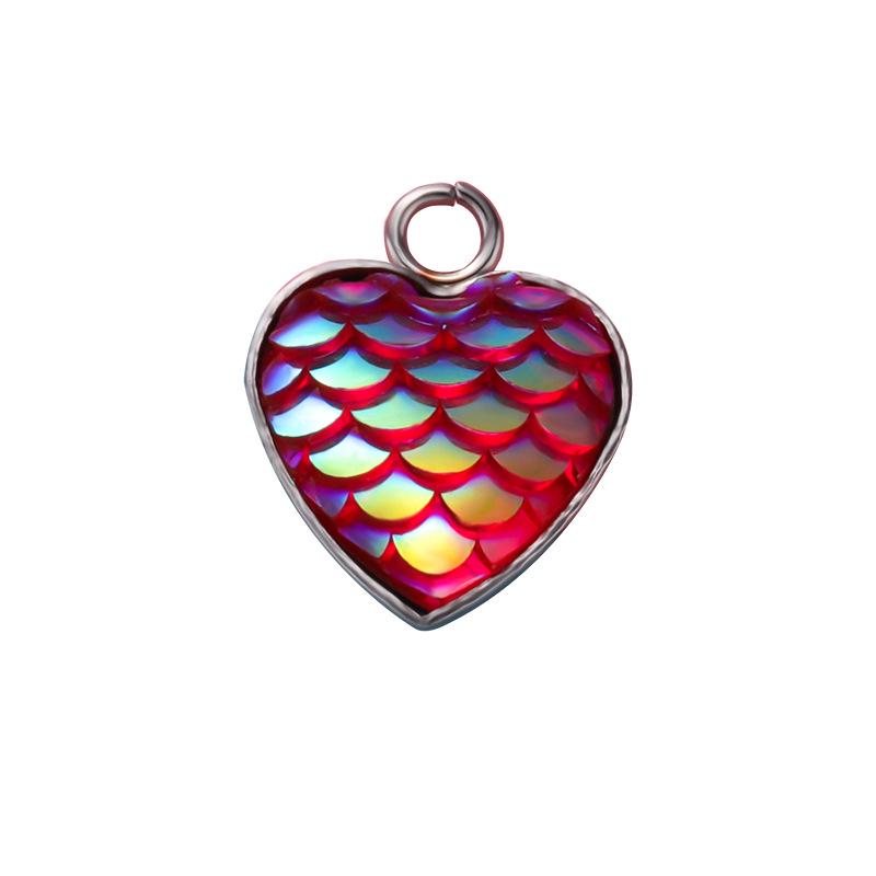 Stainless Steel Heart-Shaped Fish Scale Pendant - Ocean Series DIY Jewelry
