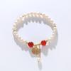 Red Agate Engraved Freshwater Pearl Bracelet Fashion Women Daily Jewelry Lucky Gift