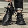 Men's Shoes Fall Versatile Men's High-Top Leather Shoes Authentic Leather British Style Ankle Boots Middle Top Working Wear Boots Men's